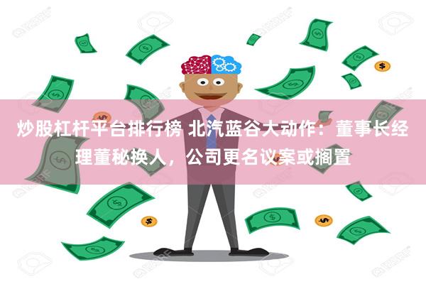 炒股杠杆平台排行榜 北汽蓝谷大动作：董事长经理董秘换人，公司更名议案或搁置