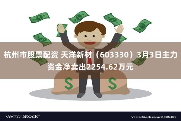 杭州市股票配资 天洋新材（603330）3月3日主力资金净卖出2254.62万元