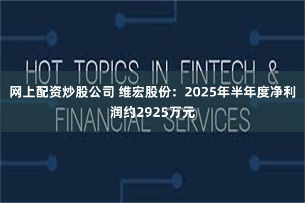 网上配资炒股公司 维宏股份：2025年半年度净利润约2925万元